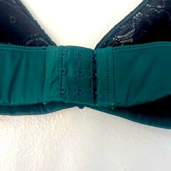 Intimately Free People V-Wire Bra Lace Satin Lace Black Green Bralette — XS - Picture 4 of 4